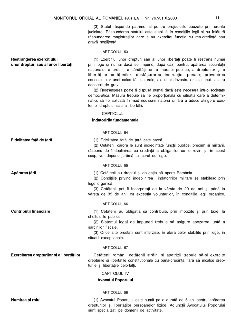 Pagina 11 din Monitorul Oficial nr. 767/2003