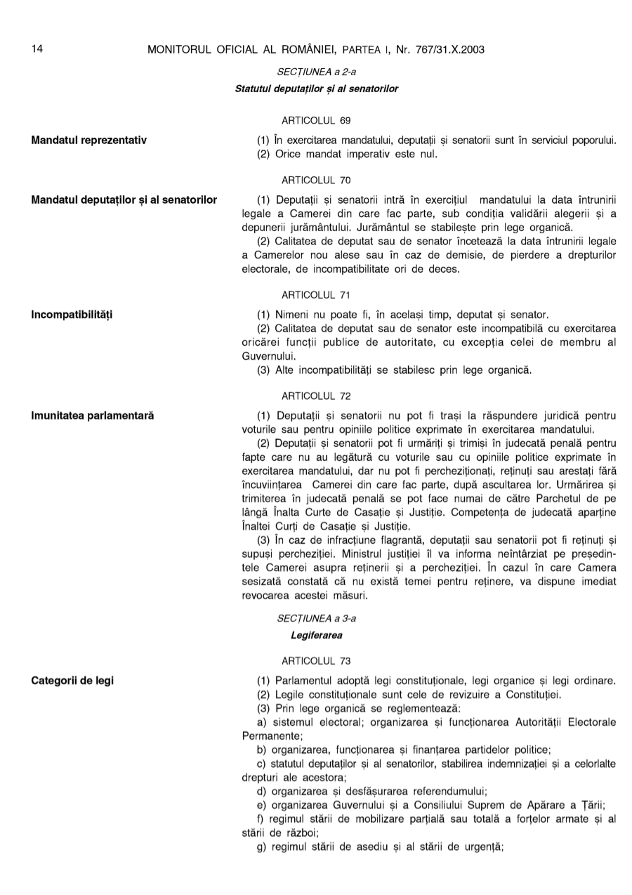 Pagina 14 din Monitorul Oficial nr. 767/2003