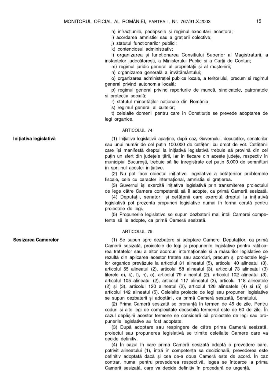 Pagina 15 din Monitorul Oficial nr. 767/2003