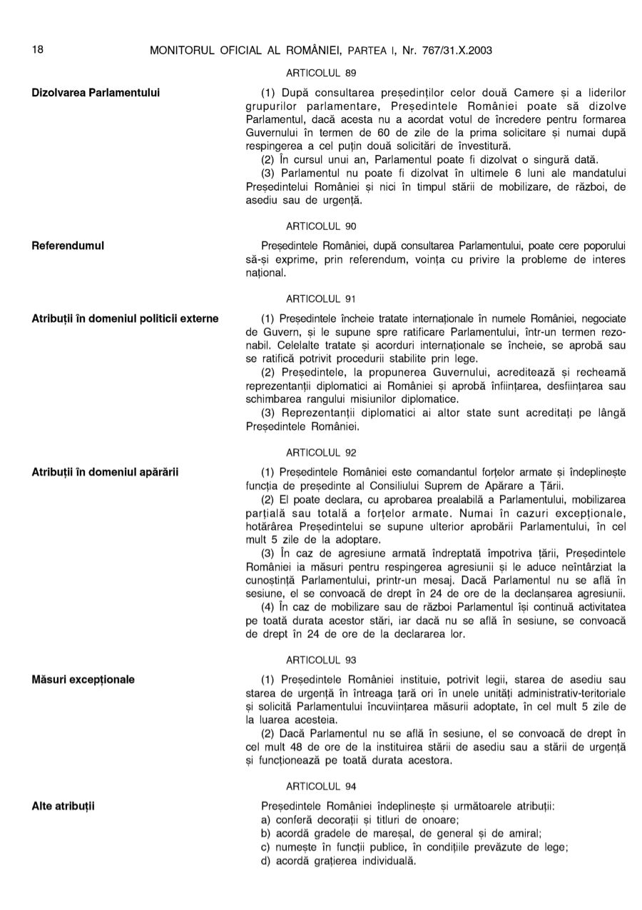 Pagina 18 din Monitorul Oficial nr. 767/2003