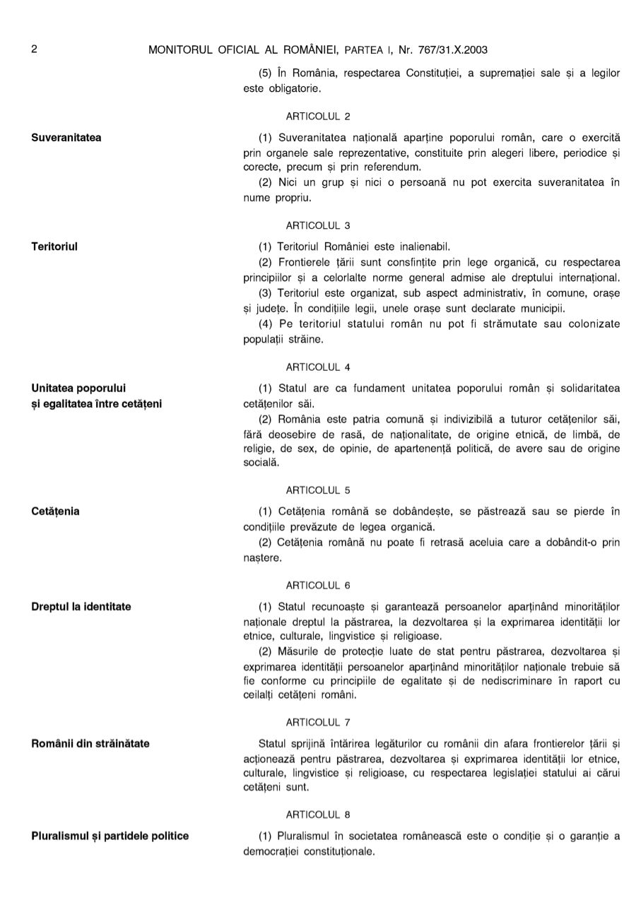 Pagina 2 din Monitorul Oficial nr. 767/2003