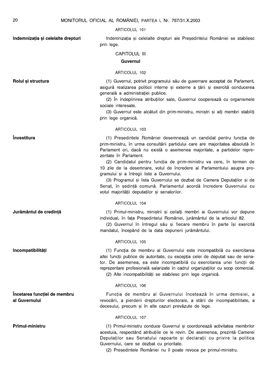 Pagina 20 din Monitorul Oficial nr. 767/2003