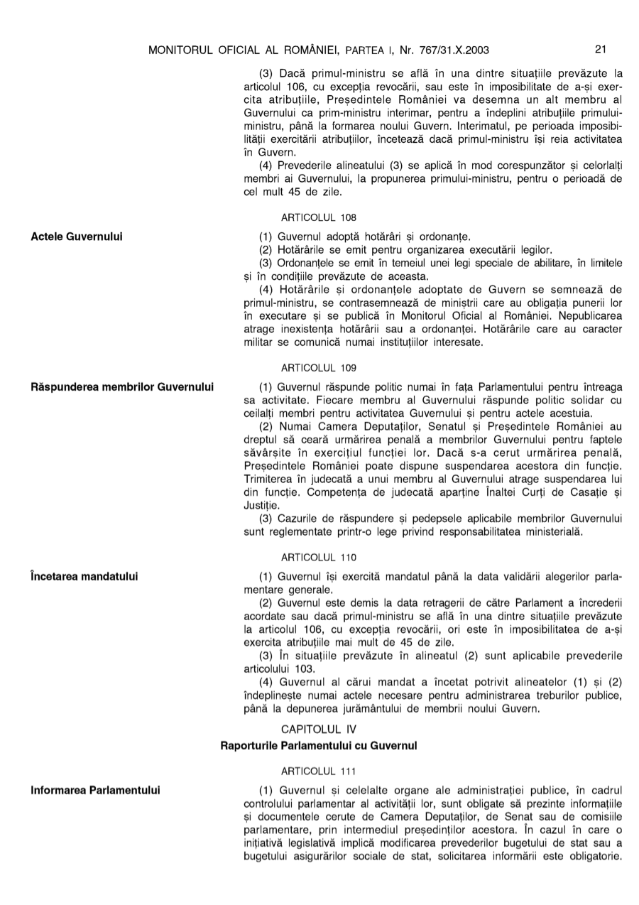 Pagina 21 din Monitorul Oficial nr. 767/2003