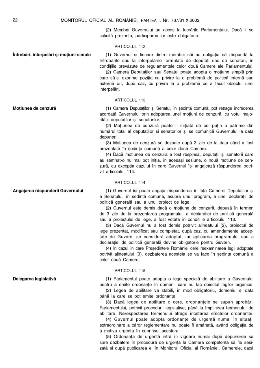 Pagina 22 din Monitorul Oficial nr. 767/2003