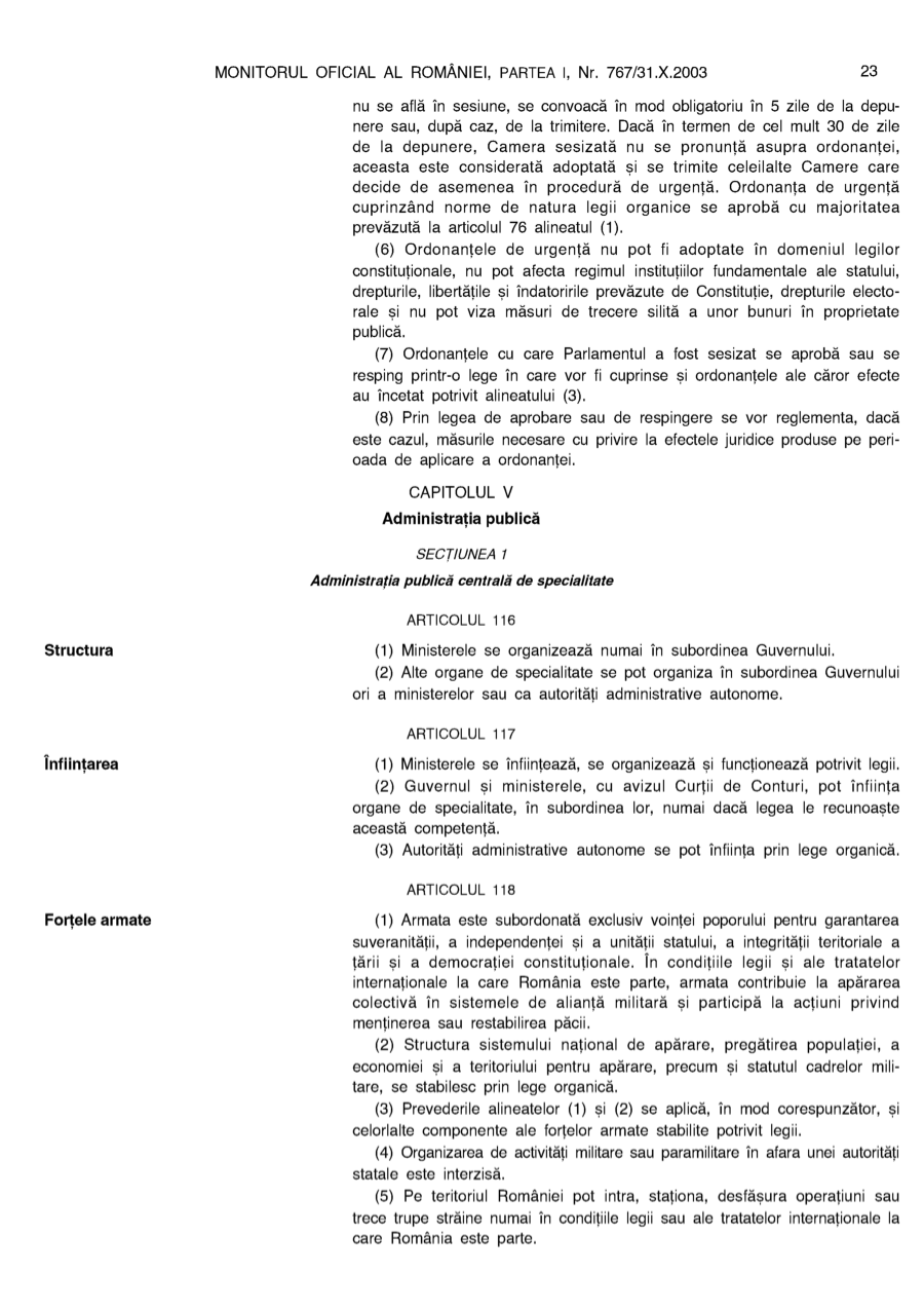 Pagina 23 din Monitorul Oficial nr. 767/2003