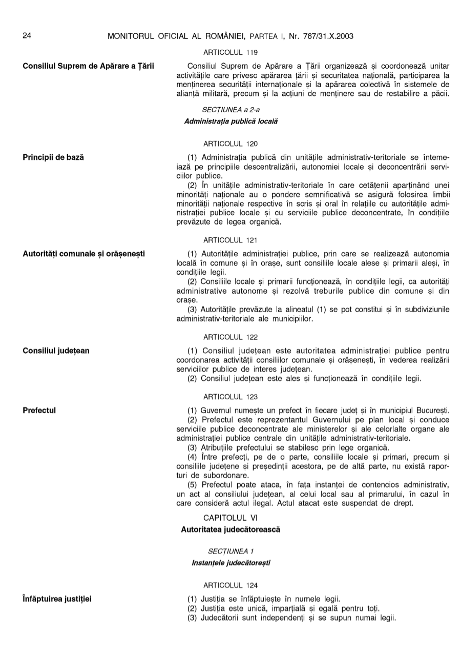 Pagina 24 din Monitorul Oficial nr. 767/2003