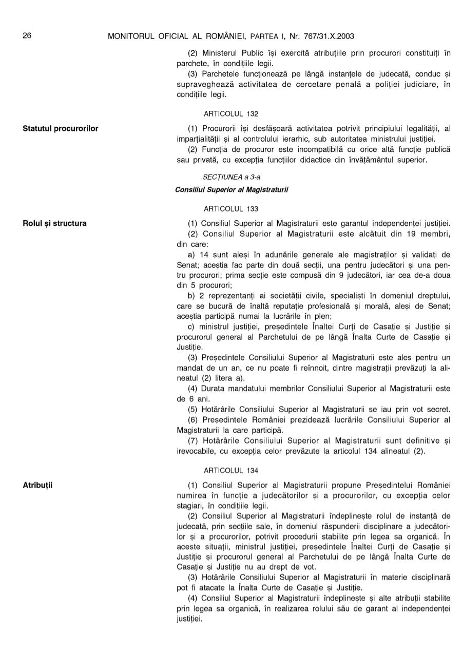 Pagina 26 din Monitorul Oficial nr. 767/2003