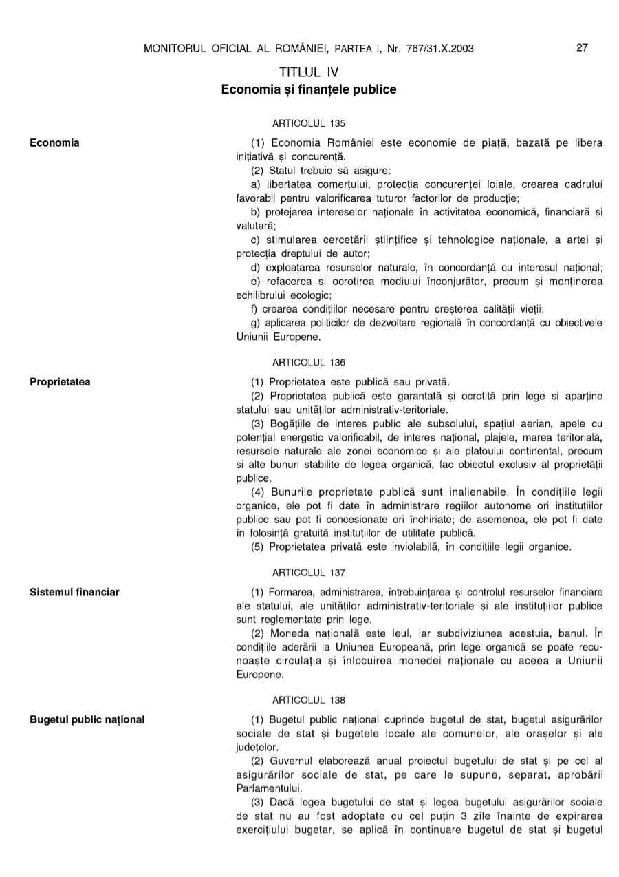 Pagina 27 din Monitorul Oficial nr. 767/2003