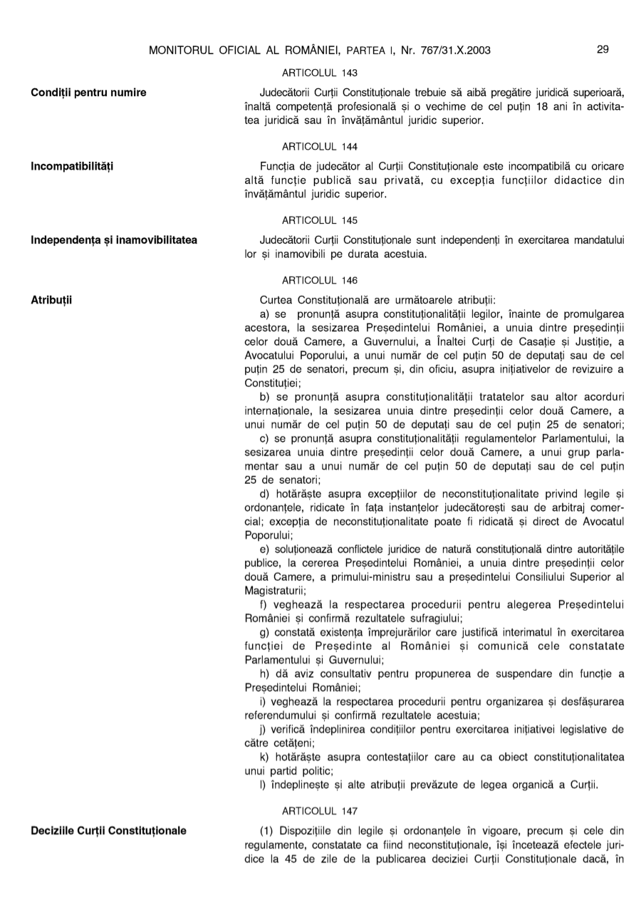 Pagina 29 din Monitorul Oficial nr. 767/2003