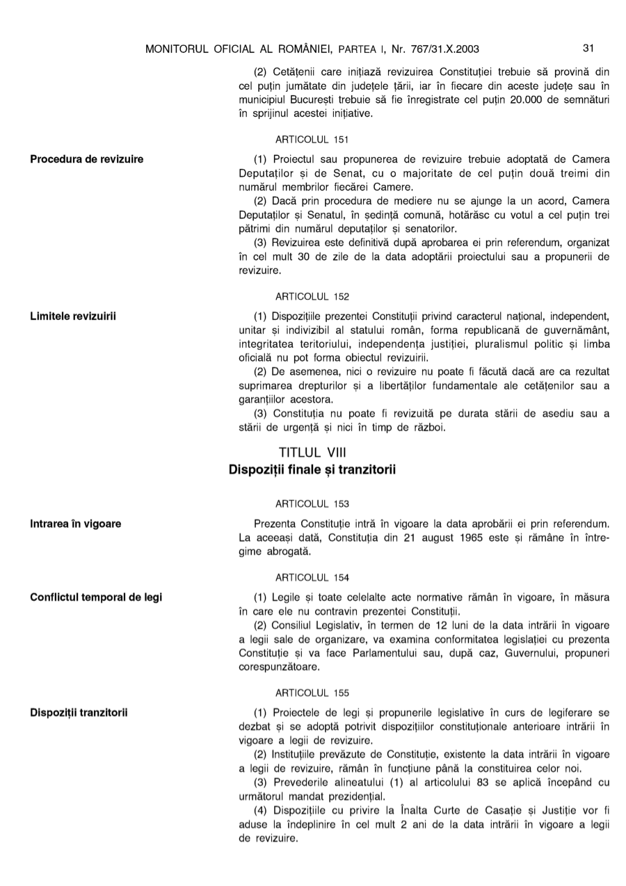 Pagina 31 din Monitorul Oficial nr. 767/2003