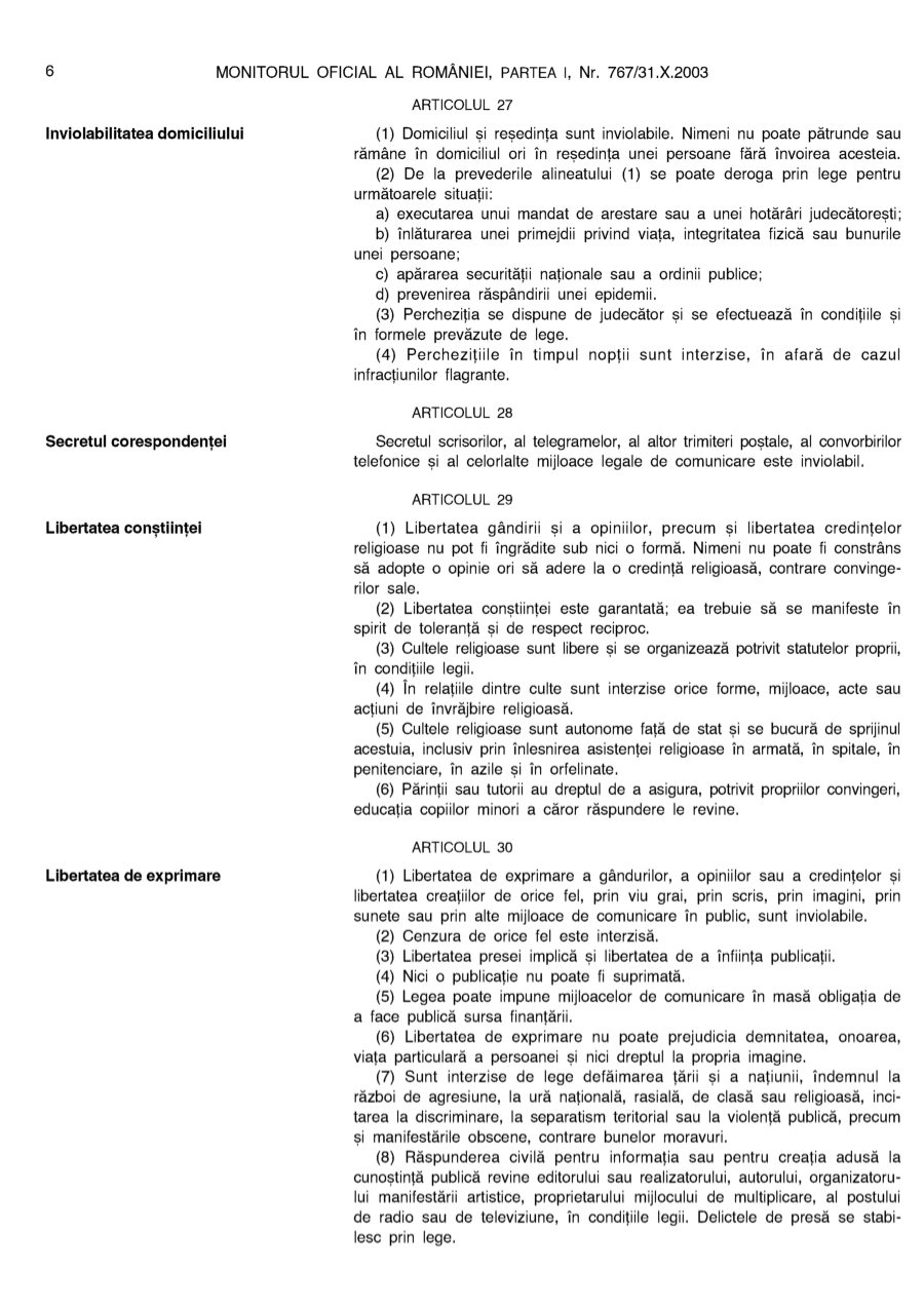 Pagina 6 din Monitorul Oficial nr. 767/2003