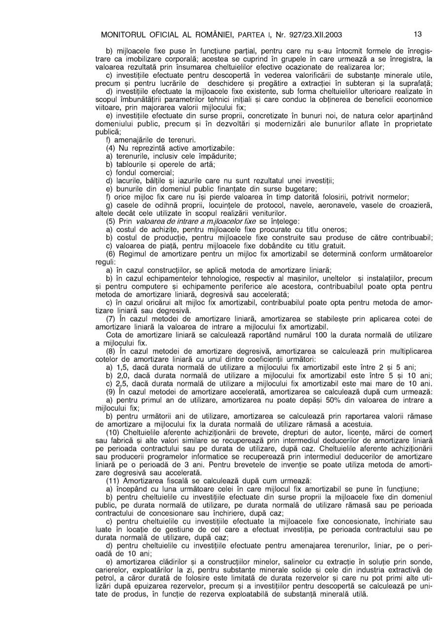 Pagina 13 din Monitorul Oficial nr. 927/2003
