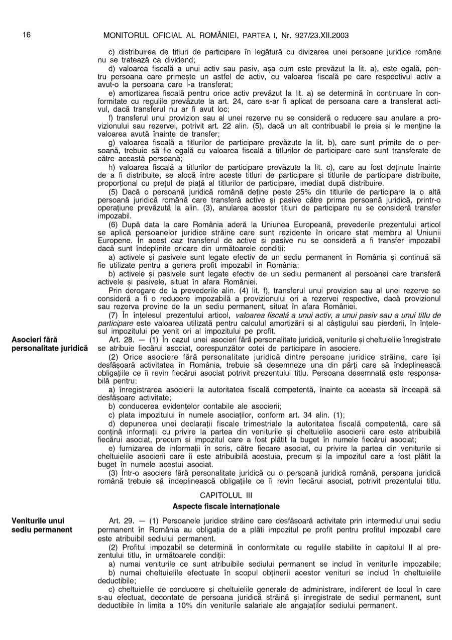 Pagina 16 din Monitorul Oficial nr. 927/2003