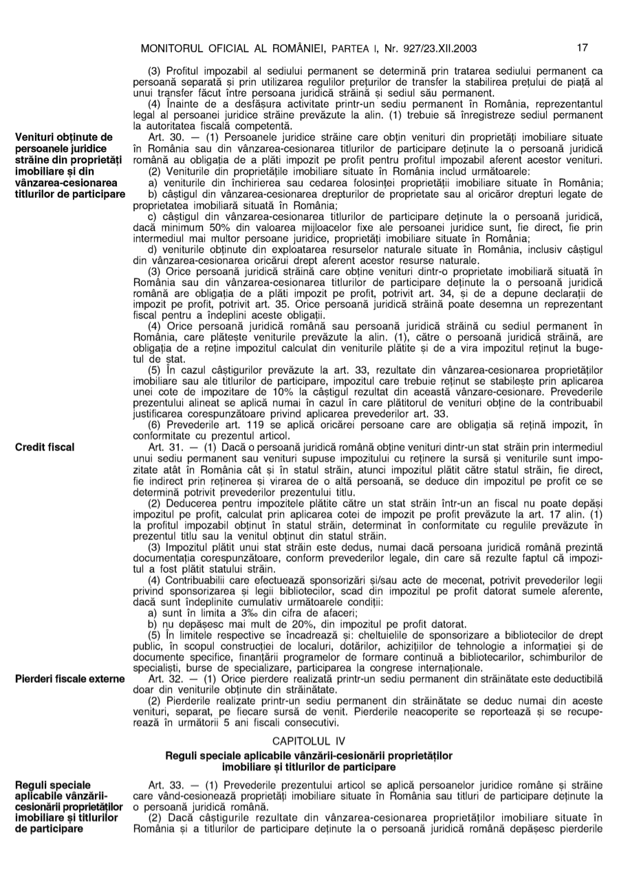 Pagina 17 din Monitorul Oficial nr. 927/2003