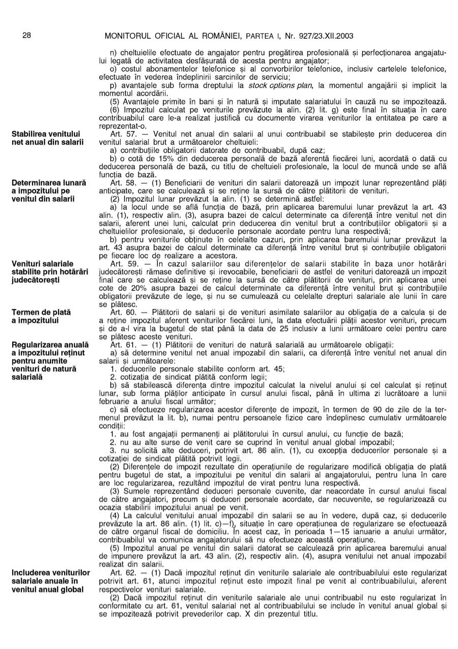 Pagina 28 din Monitorul Oficial nr. 927/2003