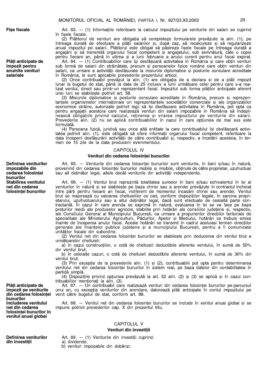 Pagina 29 din Monitorul Oficial nr. 927/2003