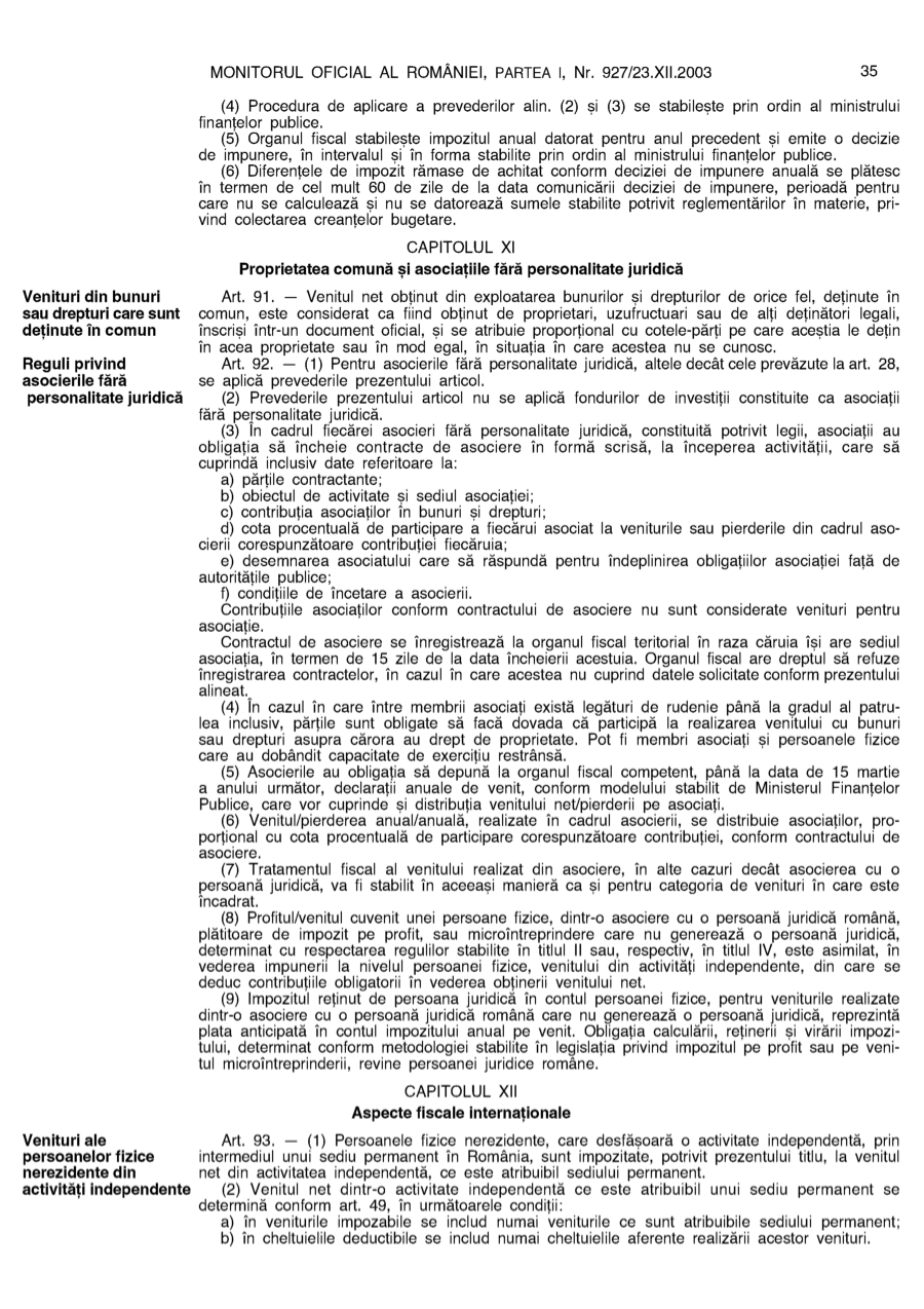 Pagina 35 din Monitorul Oficial nr. 927/2003