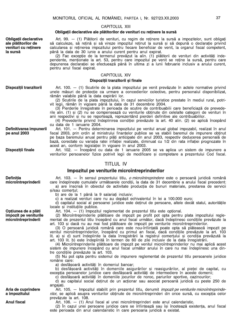 Pagina 37 din Monitorul Oficial nr. 927/2003
