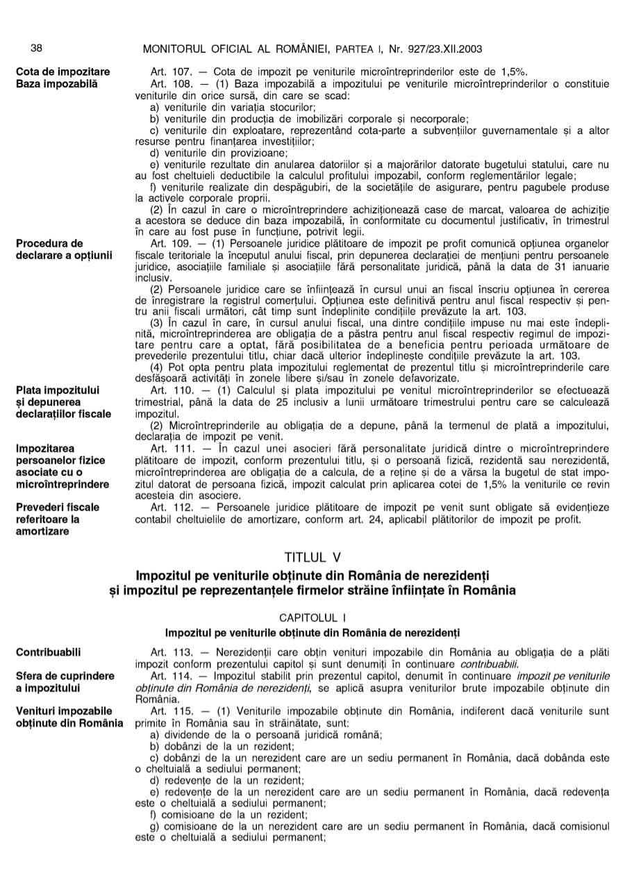 Pagina 38 din Monitorul Oficial nr. 927/2003