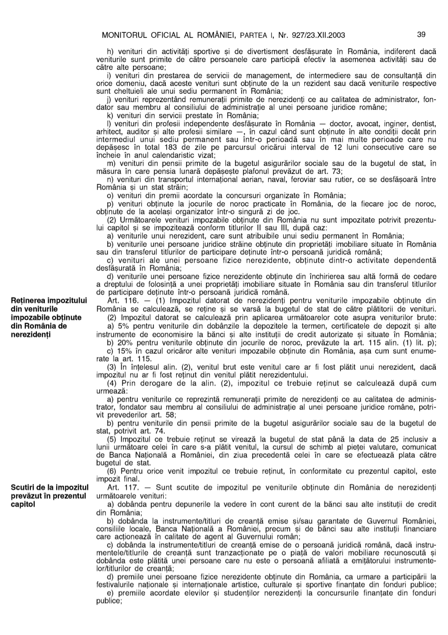 Pagina 39 din Monitorul Oficial nr. 927/2003