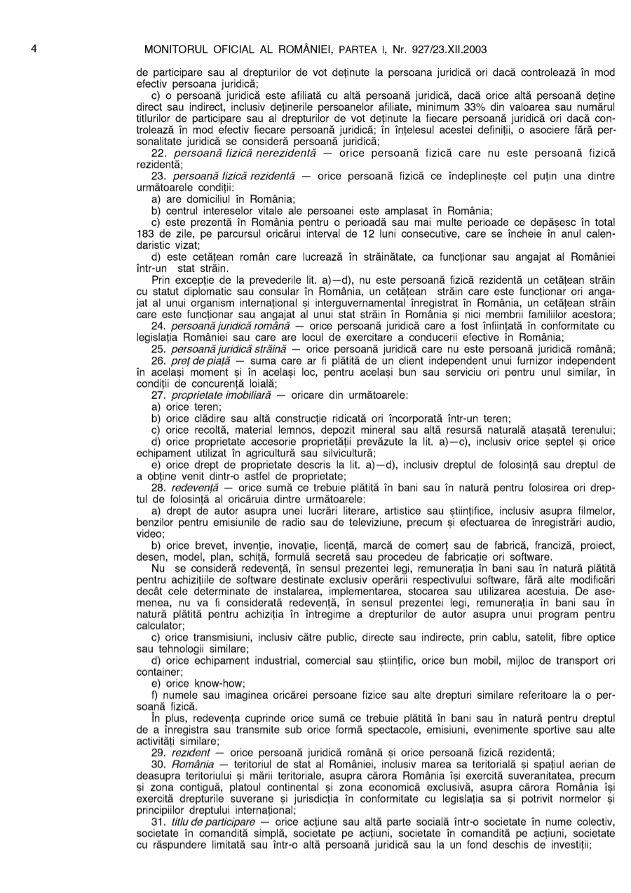 Pagina 4 din Monitorul Oficial nr. 927/2003