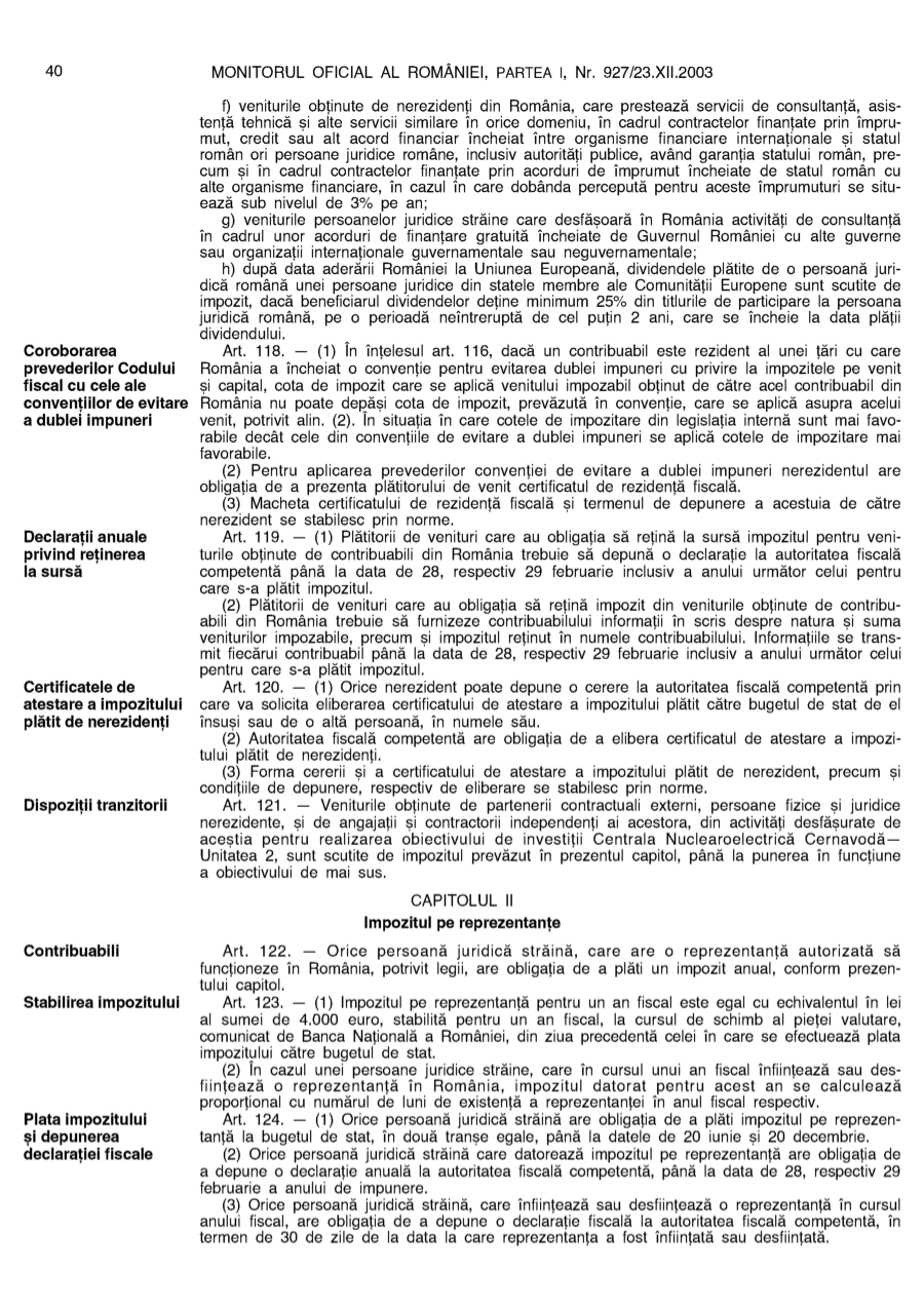 Pagina 40 din Monitorul Oficial nr. 927/2003