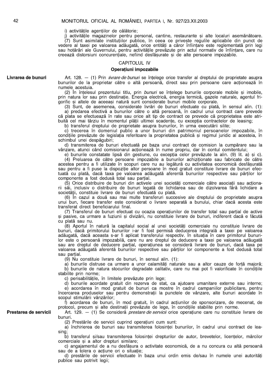 Pagina 42 din Monitorul Oficial nr. 927/2003