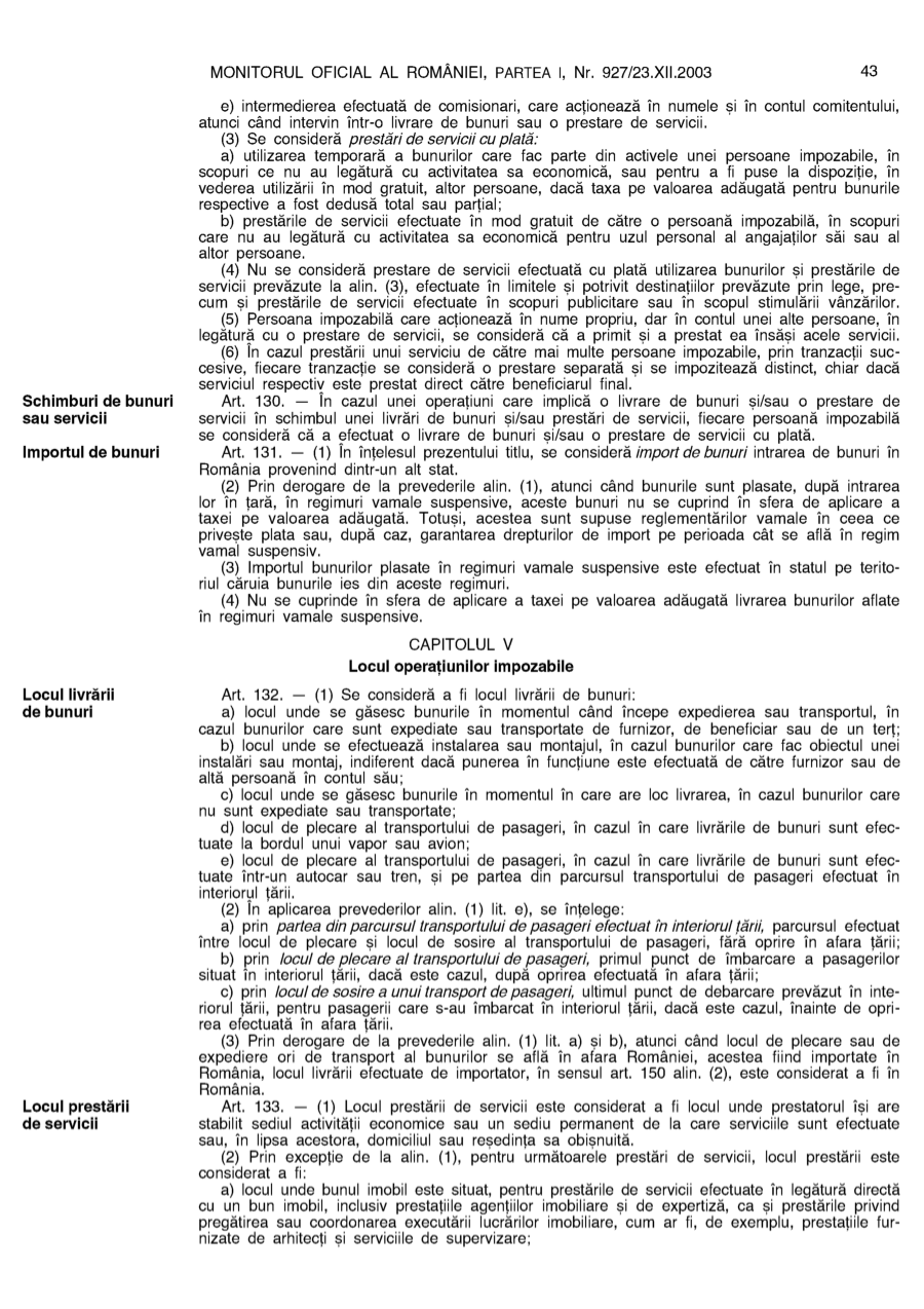 Pagina 43 din Monitorul Oficial nr. 927/2003