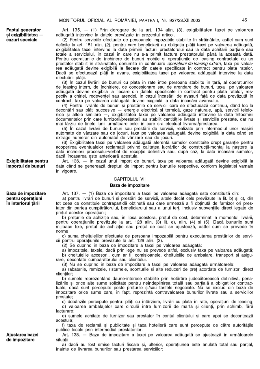 Pagina 45 din Monitorul Oficial nr. 927/2003