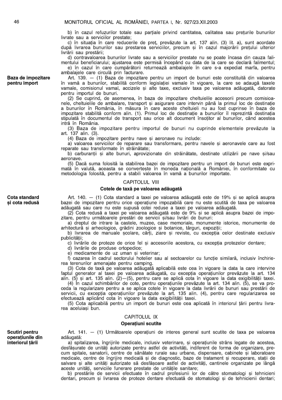 Pagina 46 din Monitorul Oficial nr. 927/2003