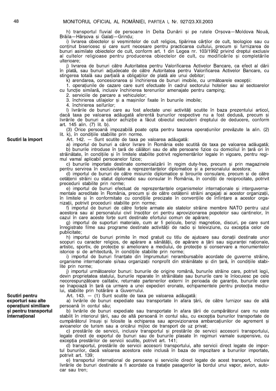 Pagina 48 din Monitorul Oficial nr. 927/2003