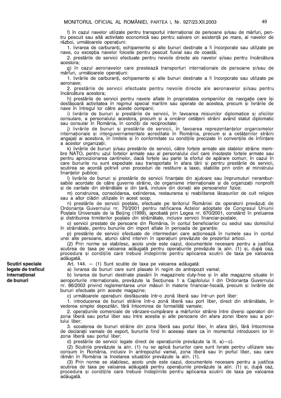 Pagina 49 din Monitorul Oficial nr. 927/2003