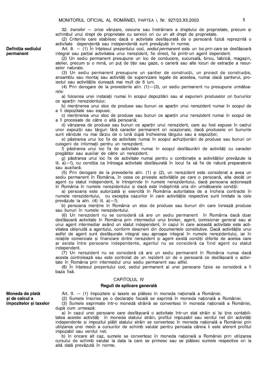 Pagina 5 din Monitorul Oficial nr. 927/2003