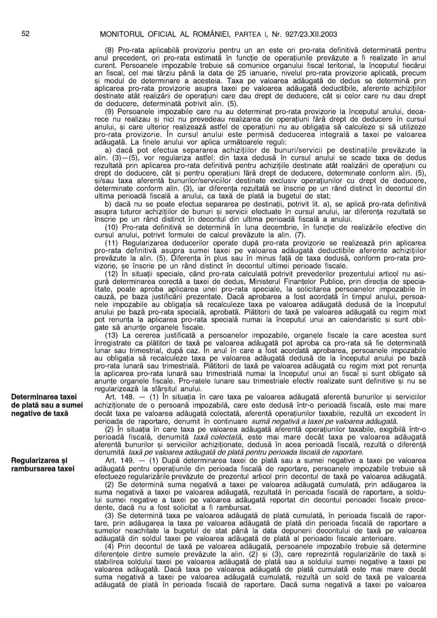 Pagina 52 din Monitorul Oficial nr. 927/2003