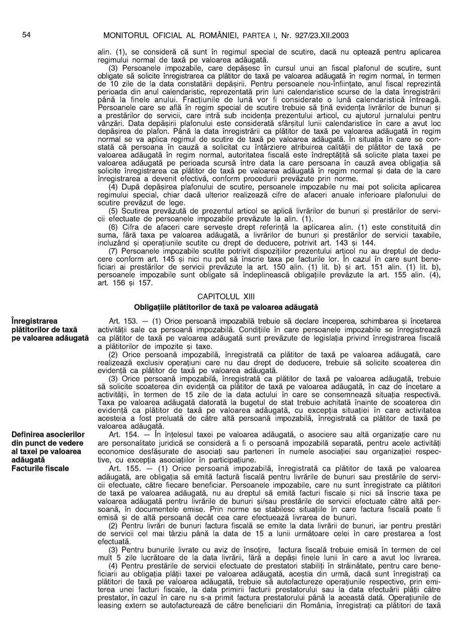 Pagina 54 din Monitorul Oficial nr. 927/2003