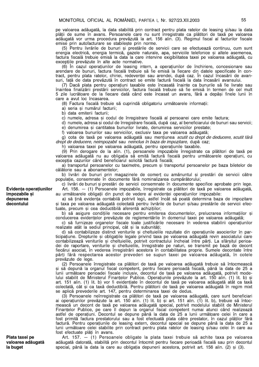 Pagina 55 din Monitorul Oficial nr. 927/2003