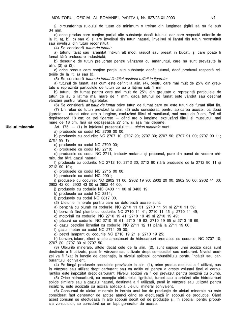 Pagina 61 din Monitorul Oficial nr. 927/2003