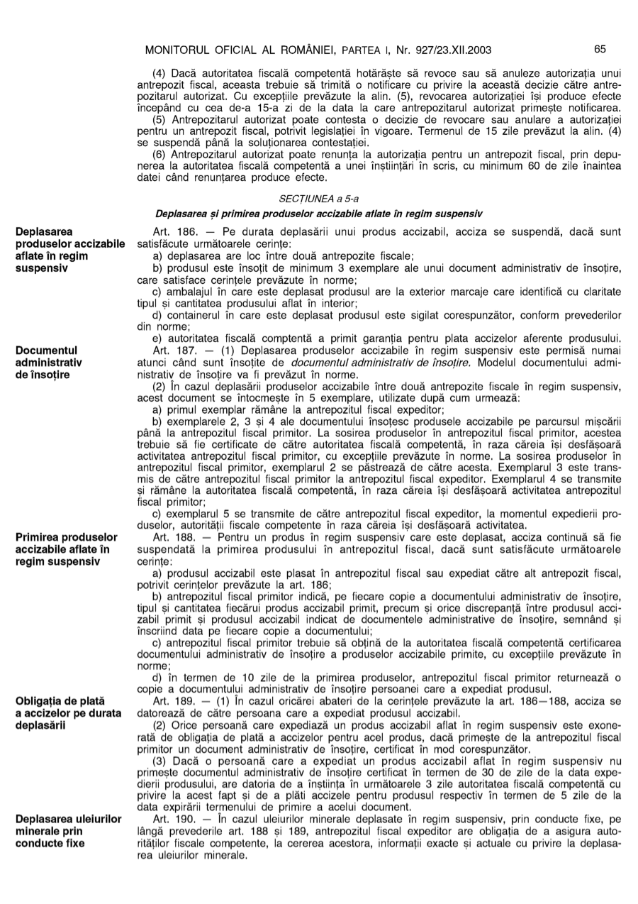 Pagina 65 din Monitorul Oficial nr. 927/2003