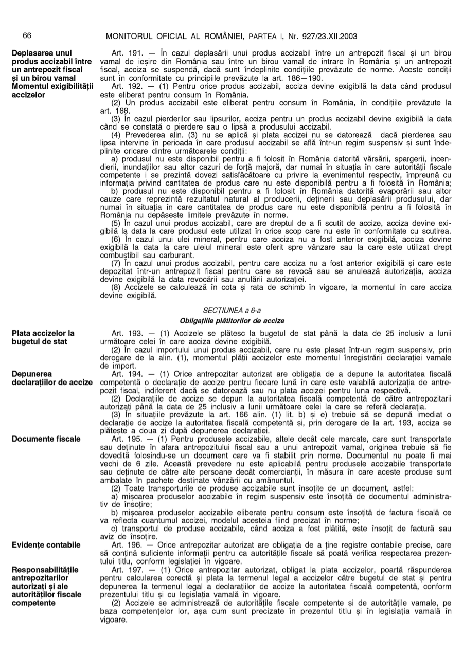 Pagina 66 din Monitorul Oficial nr. 927/2003