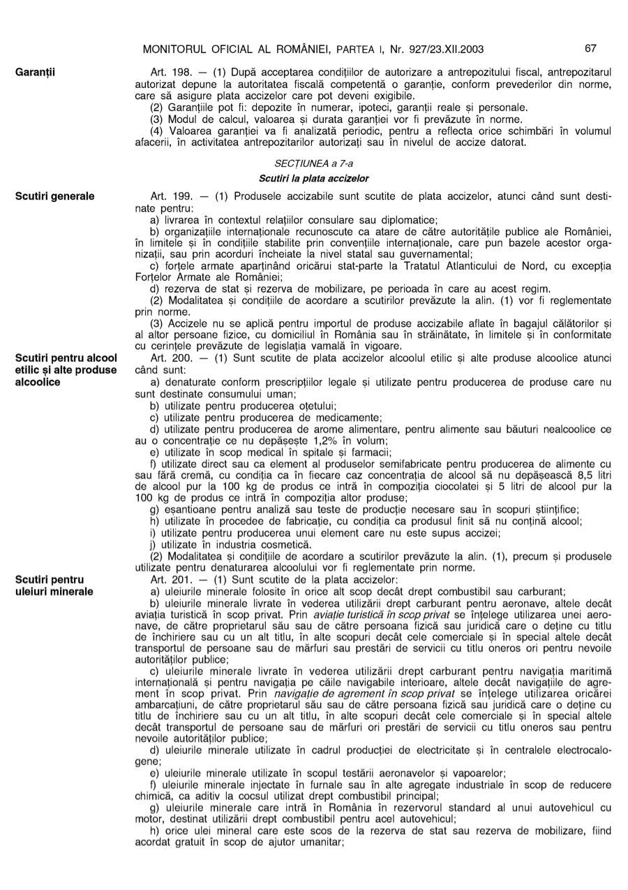 Pagina 67 din Monitorul Oficial nr. 927/2003