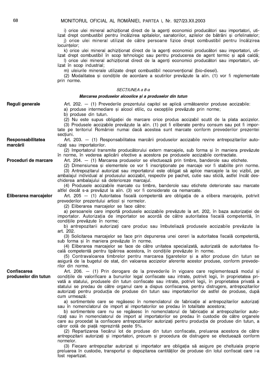 Pagina 68 din Monitorul Oficial nr. 927/2003