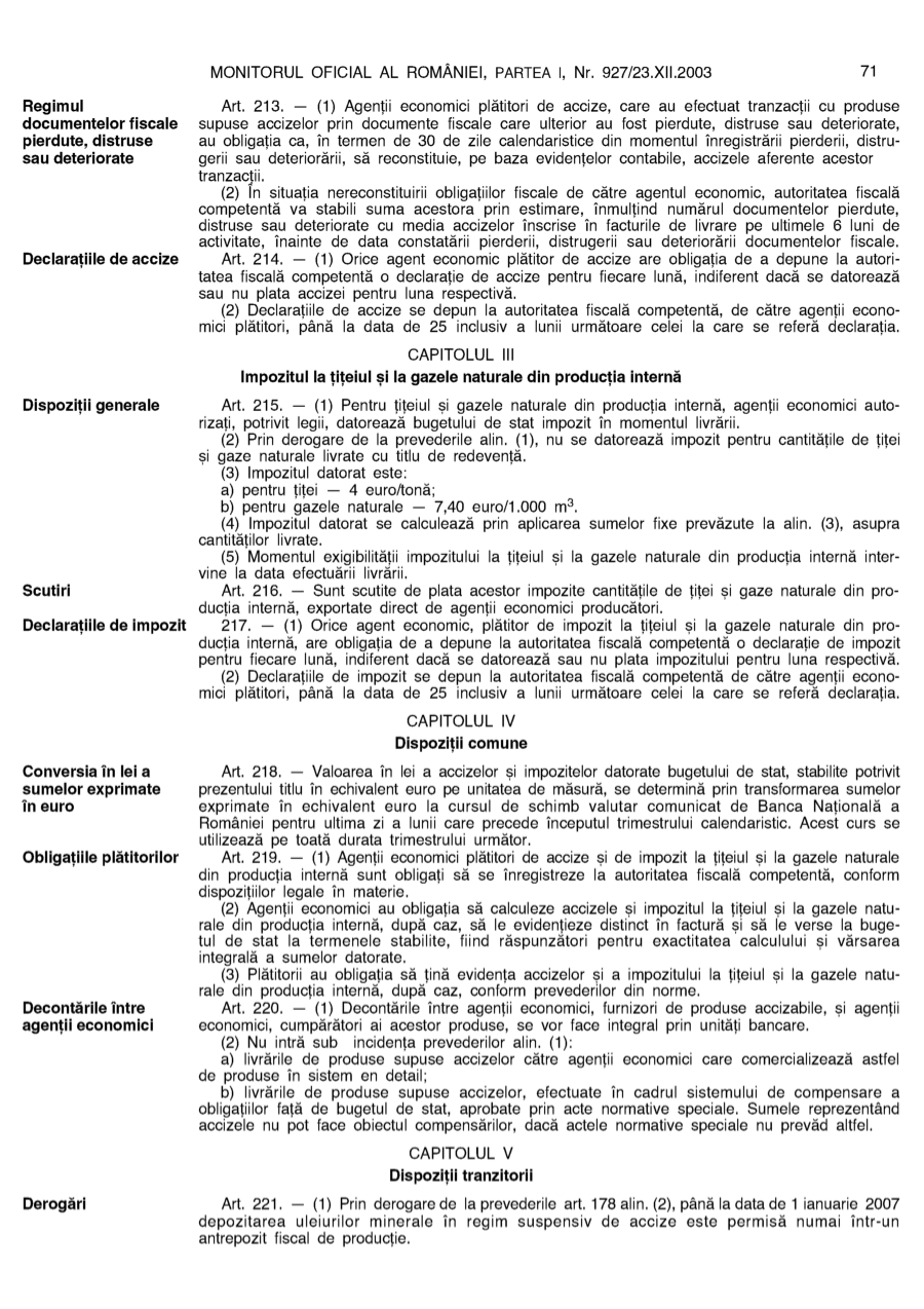 Pagina 71 din Monitorul Oficial nr. 927/2003