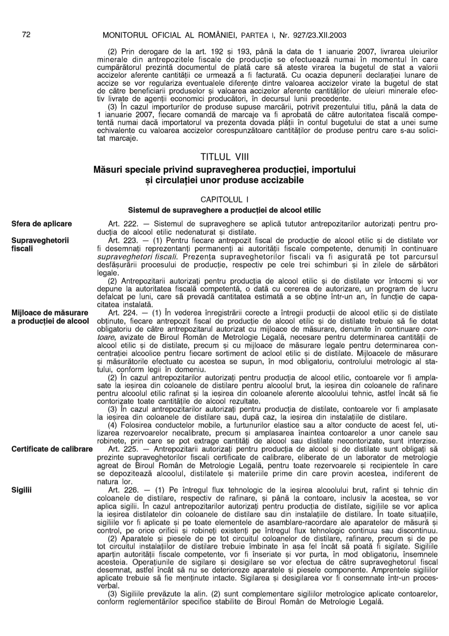 Pagina 72 din Monitorul Oficial nr. 927/2003