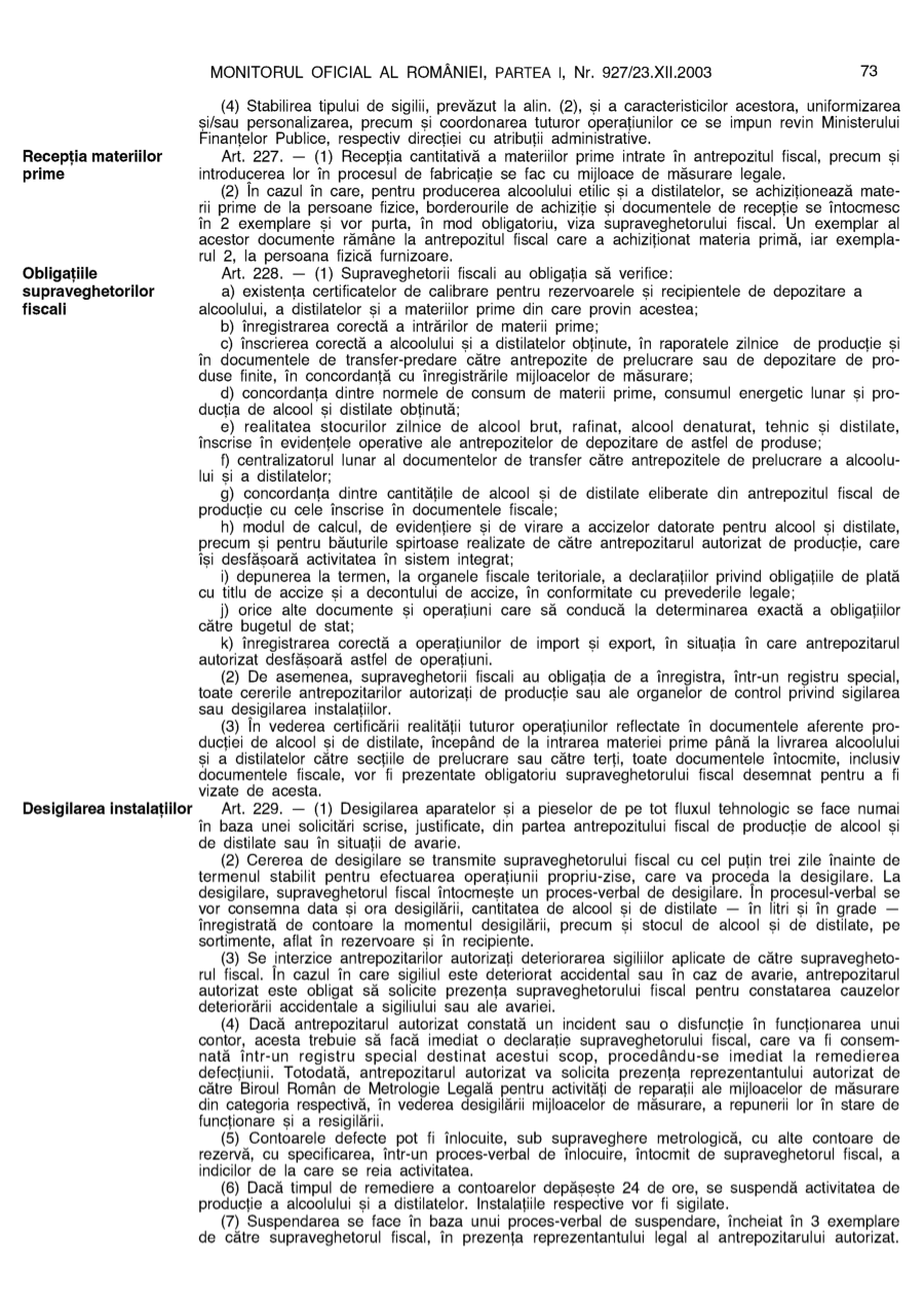Pagina 73 din Monitorul Oficial nr. 927/2003