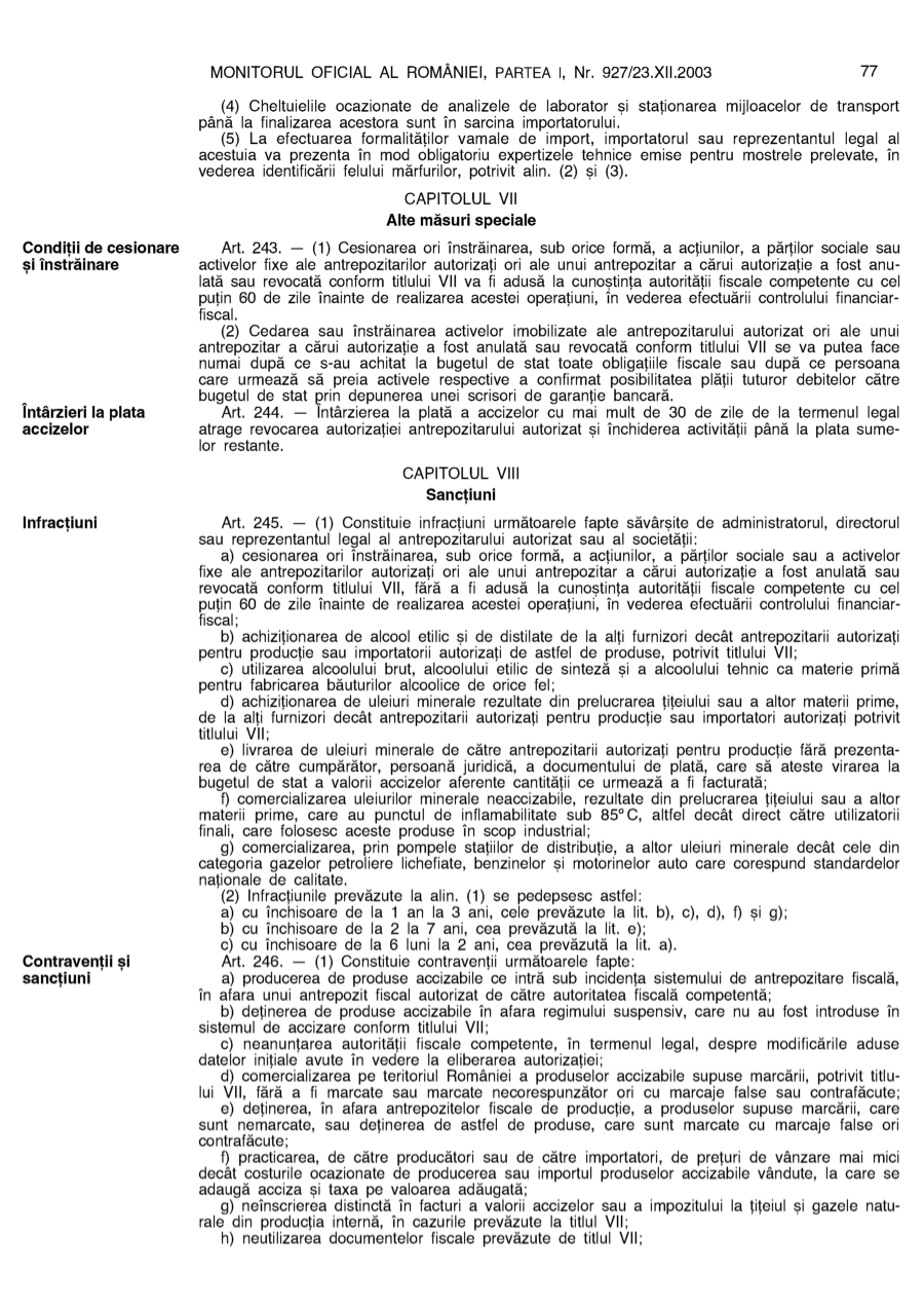 Pagina 77 din Monitorul Oficial nr. 927/2003
