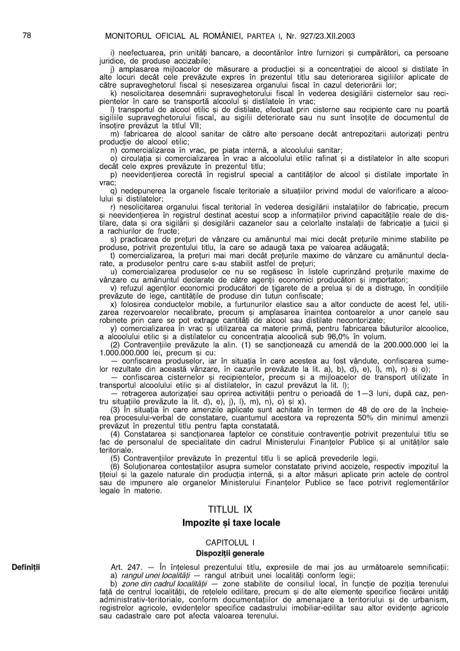 Pagina 78 din Monitorul Oficial nr. 927/2003