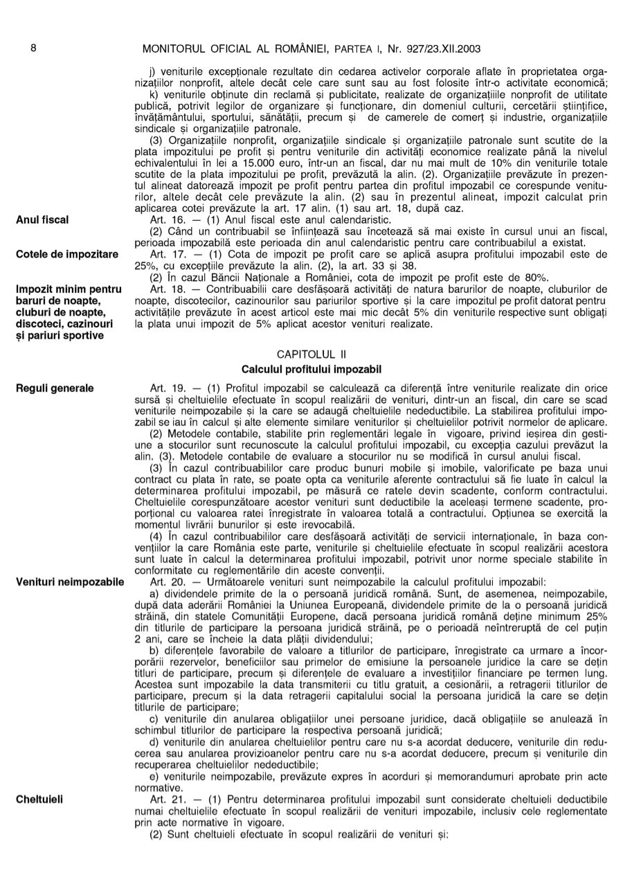 Pagina 8 din Monitorul Oficial nr. 927/2003
