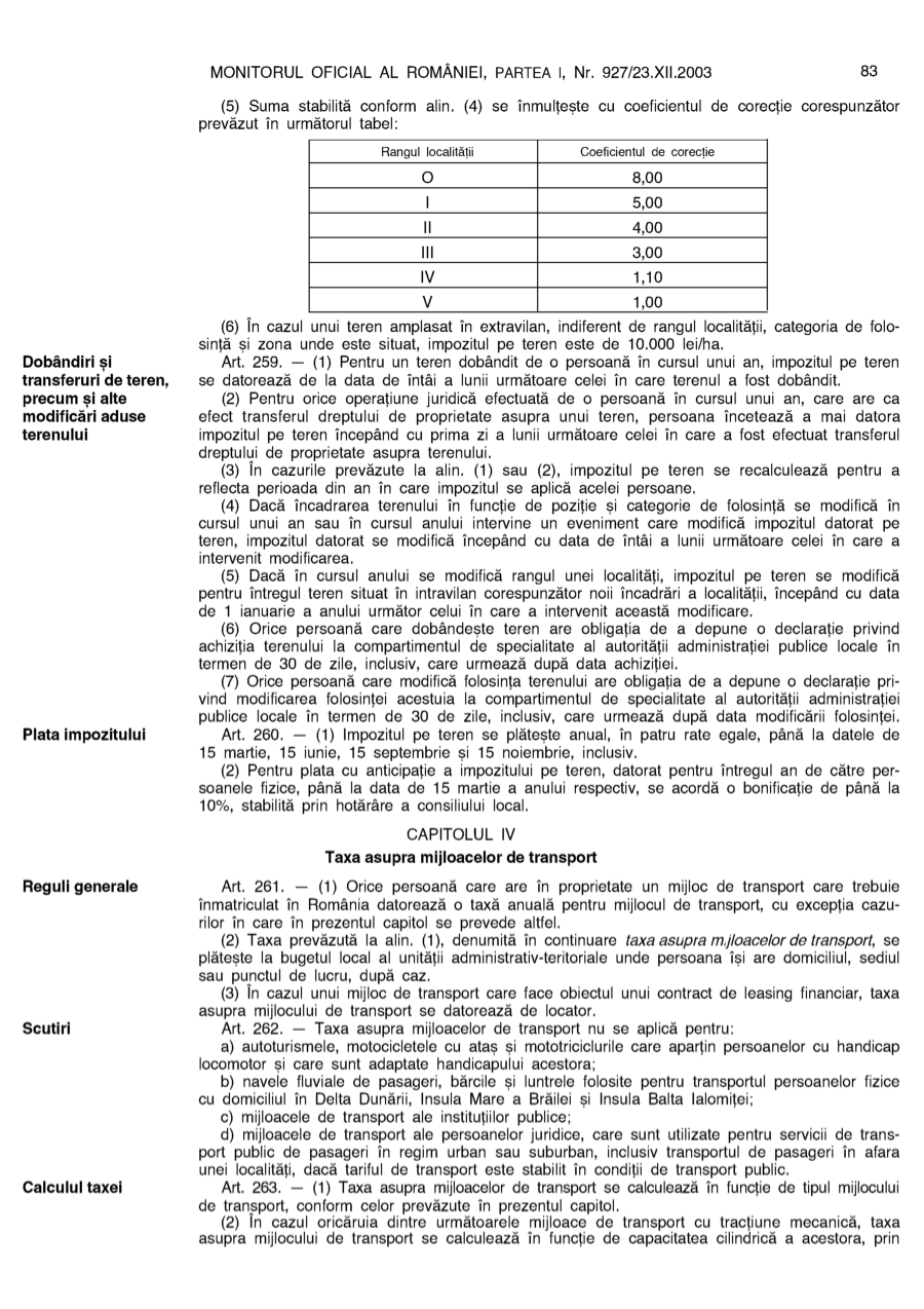 Pagina 83 din Monitorul Oficial nr. 927/2003