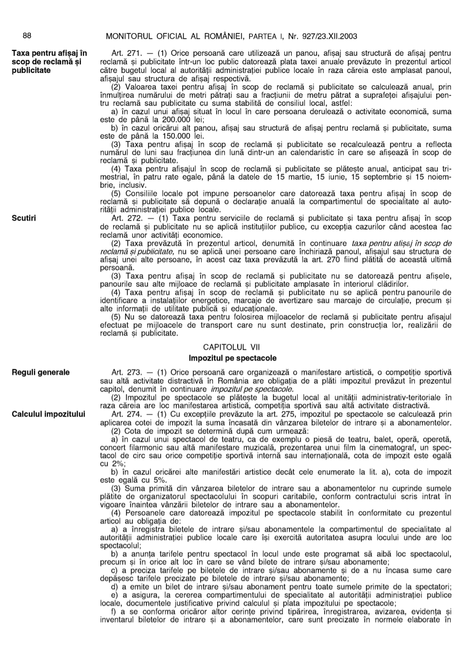 Pagina 88 din Monitorul Oficial nr. 927/2003