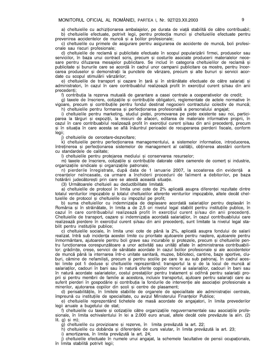 Pagina 9 din Monitorul Oficial nr. 927/2003